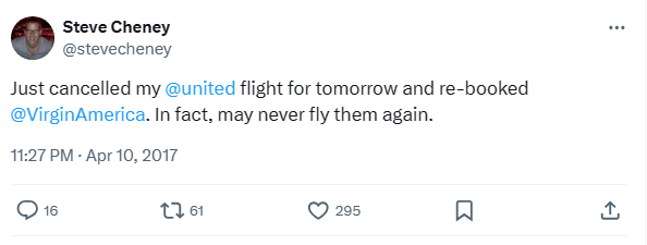 Tweets that impacted United Airlines’ online reputation