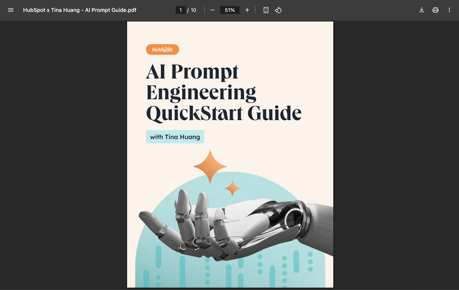 A pdf of the AI prompt engineering quick start guide.