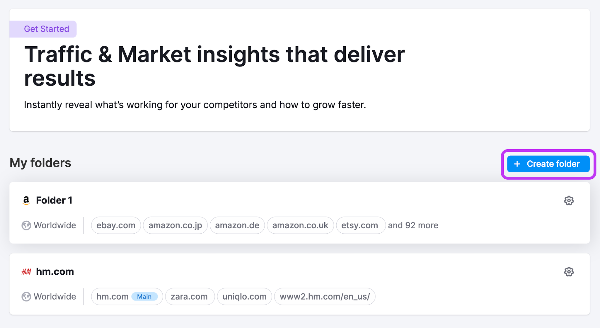 Semrush Traffic & Market Toolkit get started screen