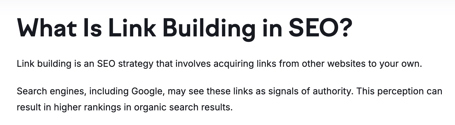Using a question as a subheading on a blog post and answering it directly in the body copy below.