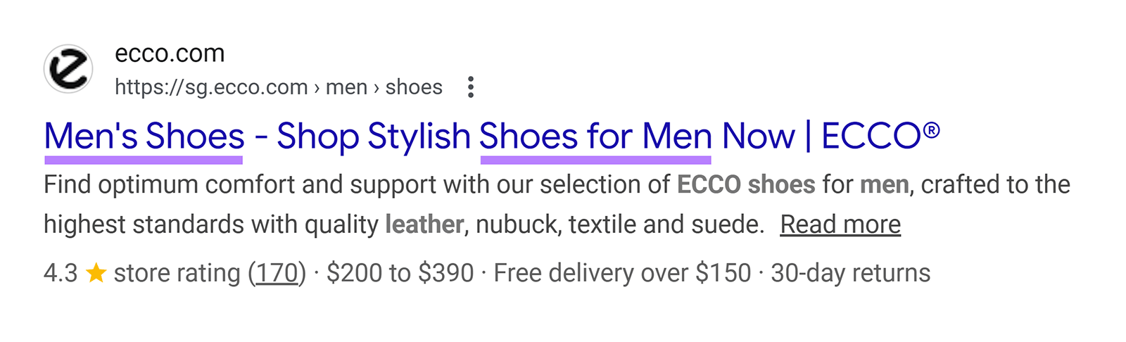 Search result example showing an overly long, keyword-stuffed page title in Google SERPs.