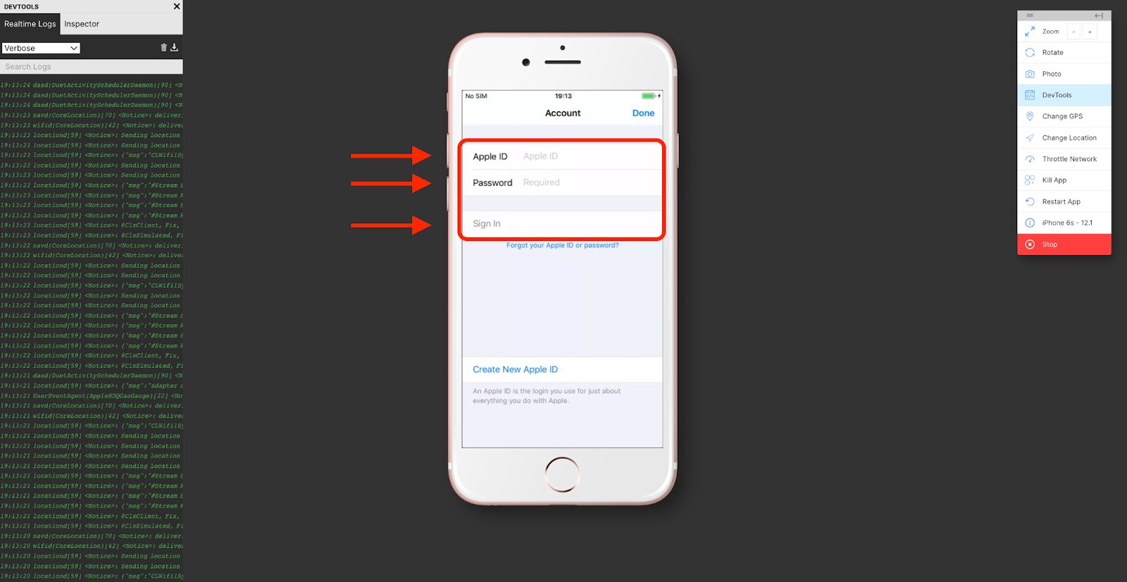 An example of where to insert your log-in details in the App Store.