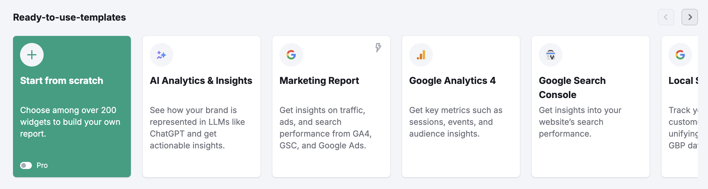 Template Gallery in My Reports.